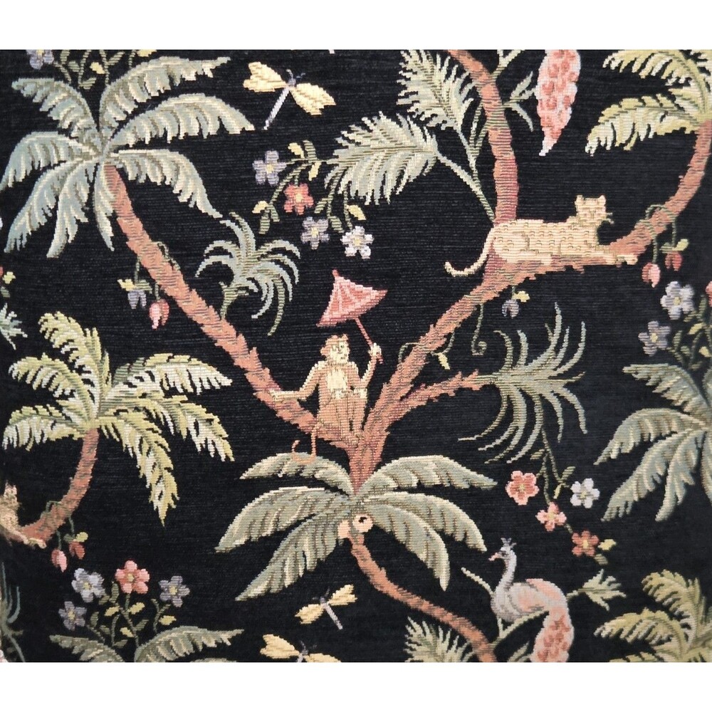 Pair Of Tapestry Jungle Pillows Palm Beach Regency Monkey Leopard Tropical Throw